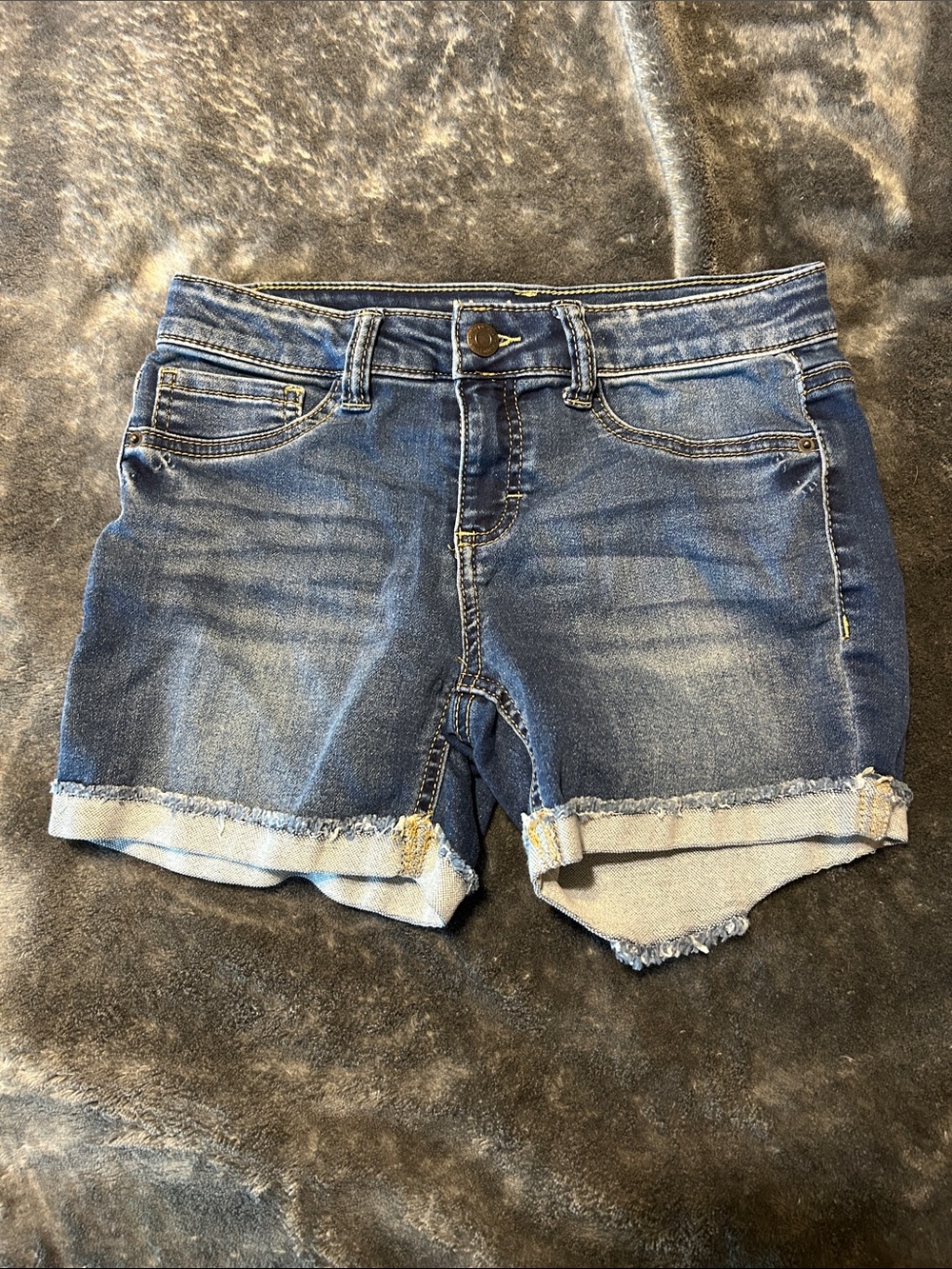 Hippie Girl Blue Denim Roll-Cuff girls Shorts 12